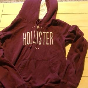 Hollister burgundy Sherpa hoodie. Size small.